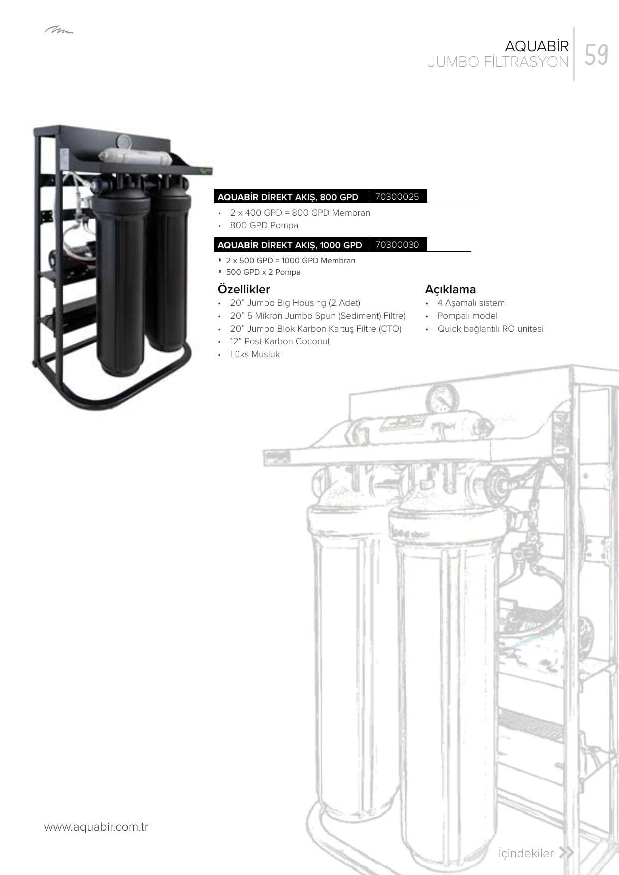 AQUABİR Direkt Akış Jumbo, 800-1000 GPD